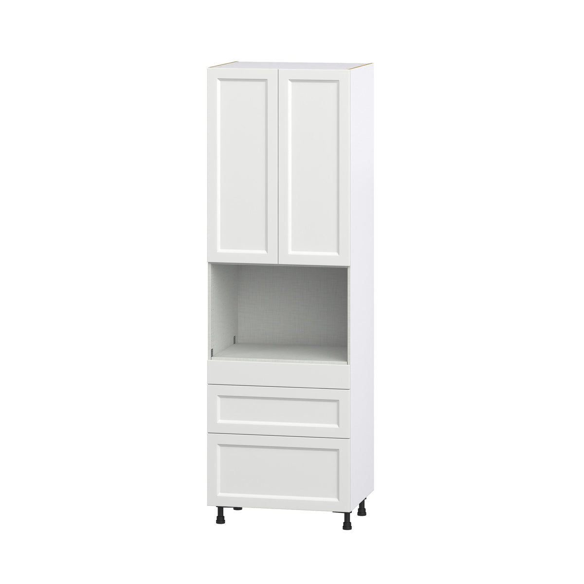 Hugo&Borg Riviera 30-in W x 94.5-in H x 24-in D Bright White 3-Drawers Microwave Pantry Fully Assembled Cabinet (Recessed Panel Shaker Style)