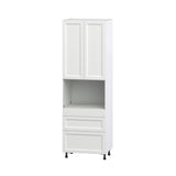 Hugo&Borg Riviera 30-in W x 94.5-in H x 24-in D Bright White 3-Drawers Microwave Pantry Fully Assembled Cabinet (Recessed Panel Shaker Style)