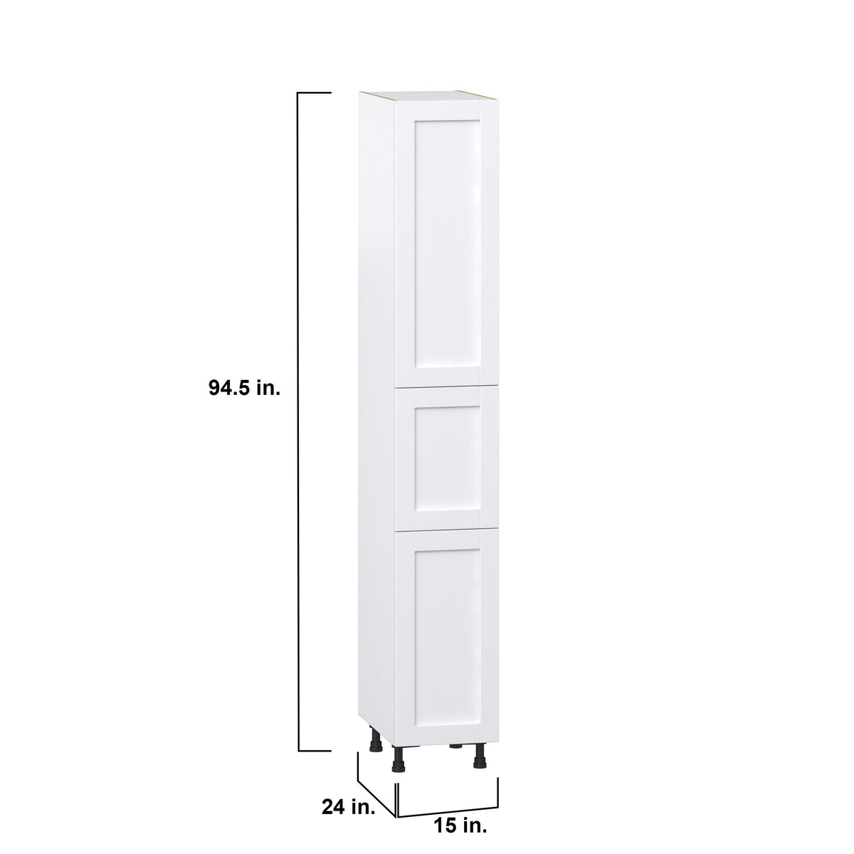 Hugo&Borg Rosemont 15-in W x 94.5-in H x 24-in D Glacier White Pantry Fully Assembled Cabinet (Recessed Panel Shaker Door Style)