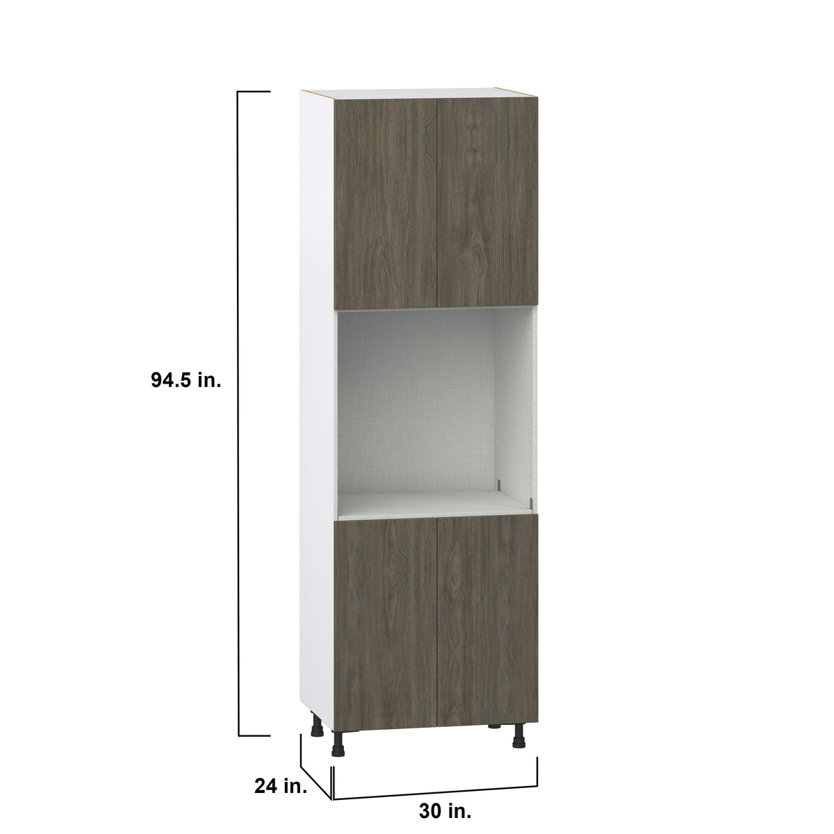 Hugo&Borg Savane 30-in W x 94.5-in H x 24-in D Textmel Single Oven Pantry Fully Assembled Cabinet (Flat Panel Slab Style)