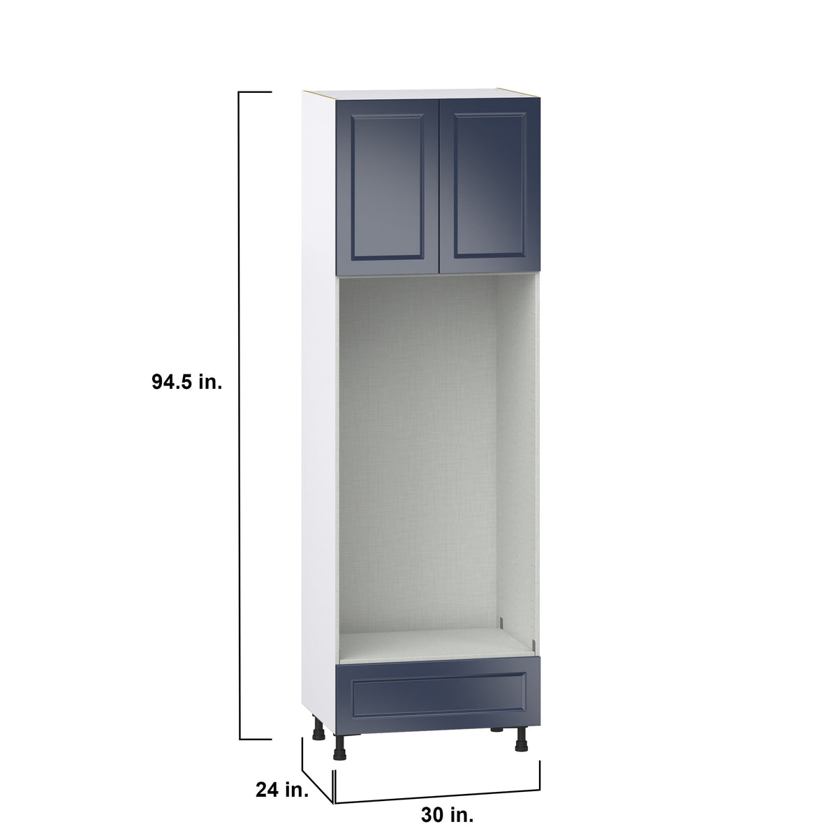 Hugo&Borg Lorette 30-in W x 94.5-in H x 24-in D Navy Blue 1-Drawer Single or Double Oven Pantry Fully Assembled Cabinet (Recessed Panel Shaker Style)