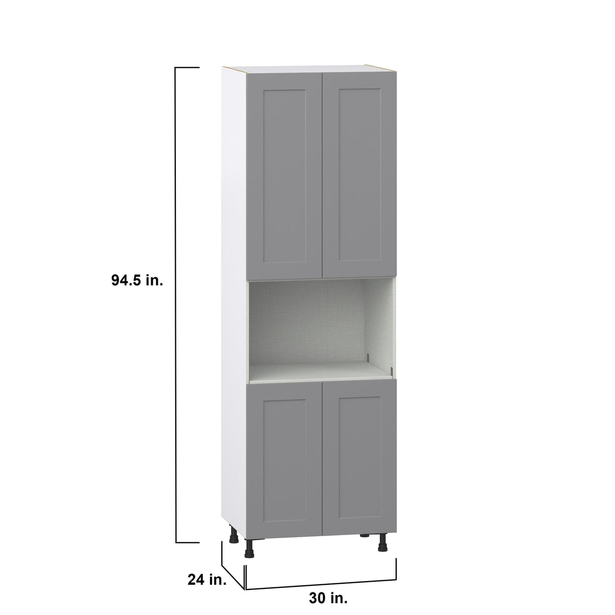 Hugo&Borg Beaumont 30-in W x 94.5-in H x 24-in D Slate Gray Pantry Fully Assembled Cabinet (Recessed Panel Shaker Door Style)