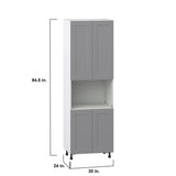 Hugo&Borg Beaumont 30-in W x 94.5-in H x 24-in D Slate Gray Pantry Fully Assembled Cabinet (Recessed Panel Shaker Door Style)