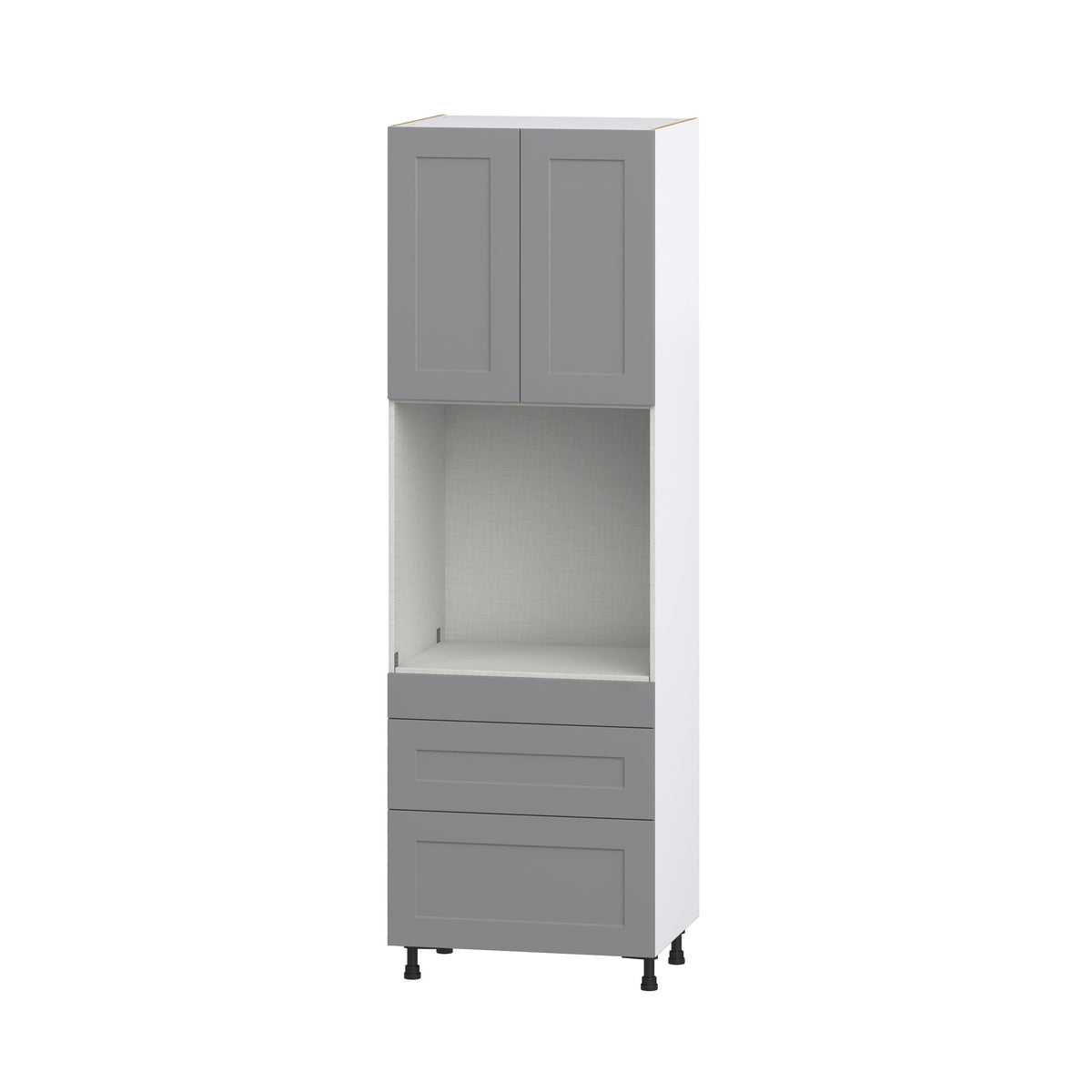 Hugo&Borg Beaumont 30-in W x 94.5-in H x 24-in D Slate Gray 3-Drawers Single Oven Pantry Fully Assembled Cabinet (Recessed Panel Shaker Style)