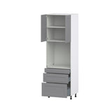 Hugo&Borg Beaumont 30-in W x 94.5-in H x 24-in D Slate Gray 3-Drawers Single Oven Pantry Fully Assembled Cabinet (Recessed Panel Shaker Style)