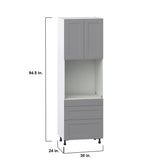 Hugo&Borg Beaumont 30-in W x 94.5-in H x 24-in D Slate Gray 3-Drawers Single Oven Pantry Fully Assembled Cabinet (Recessed Panel Shaker Style)