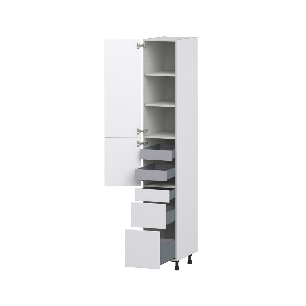 Hugo&Borg Lasalle 15-in W x 94.5-in H x 24-in D Bright White Slab 5-Drawer Pantry Fully Assembled Cabinet (Flat Panel Slab Style)