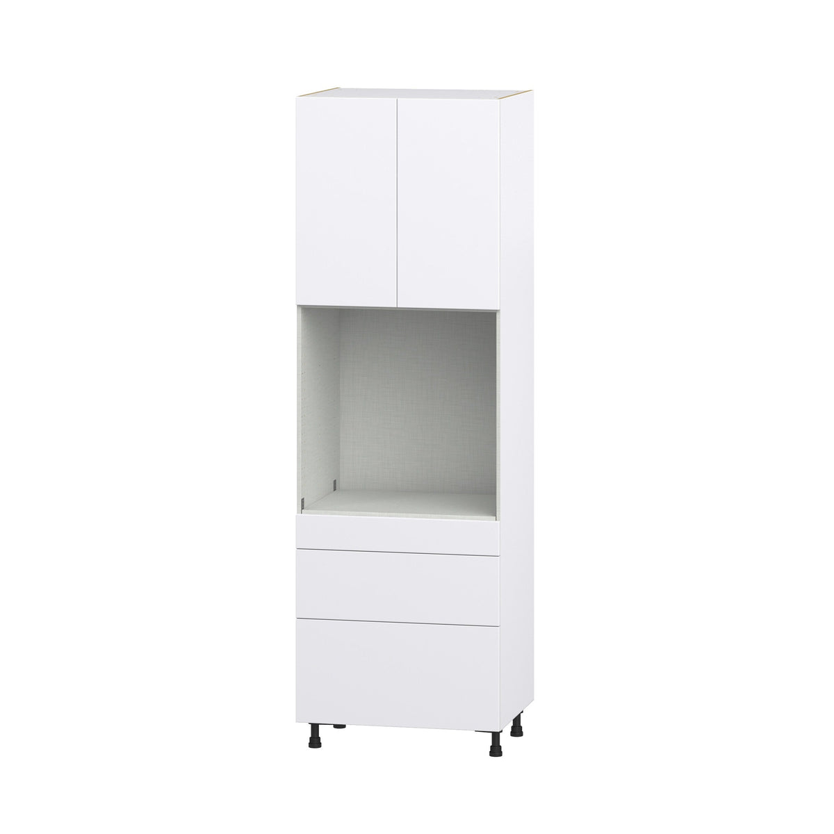 Hugo&Borg Lasalle 30-in W x 94.5-in H x 24-in D Bright White Slab 3-Drawers Single Oven Pantry Fully Assembled Cabinet (Flat Panel Slab Style)