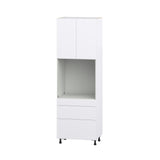 Hugo&Borg Lasalle 30-in W x 94.5-in H x 24-in D Bright White Slab 3-Drawers Single Oven Pantry Fully Assembled Cabinet (Flat Panel Slab Style)