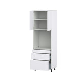 Hugo&Borg Lasalle 30-in W x 94.5-in H x 24-in D Bright White Slab 3-Drawers Single Oven Pantry Fully Assembled Cabinet (Flat Panel Slab Style)
