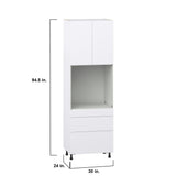 Hugo&Borg Lasalle 30-in W x 94.5-in H x 24-in D Bright White Slab 3-Drawers Single Oven Pantry Fully Assembled Cabinet (Flat Panel Slab Style)