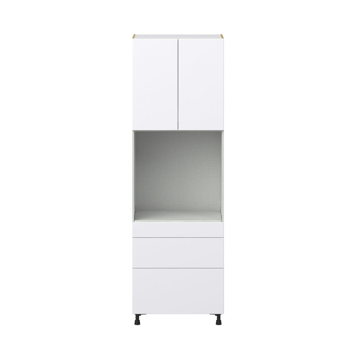 Hugo&Borg Lasalle 30-in W x 94.5-in H x 24-in D Bright White Slab 3-Drawers Single Oven Pantry Fully Assembled Cabinet (Flat Panel Slab Style)