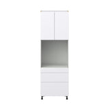Hugo&Borg Lasalle 30-in W x 94.5-in H x 24-in D Bright White Slab 3-Drawers Single Oven Pantry Fully Assembled Cabinet (Flat Panel Slab Style)