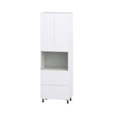 Hugo&Borg Lasalle 30-in W x 94.5-in H x 24-in D Bright White Slab 2-Drawers Microwave Pantry Fully Assembled Cabinet (Flat Panel Slab Style)