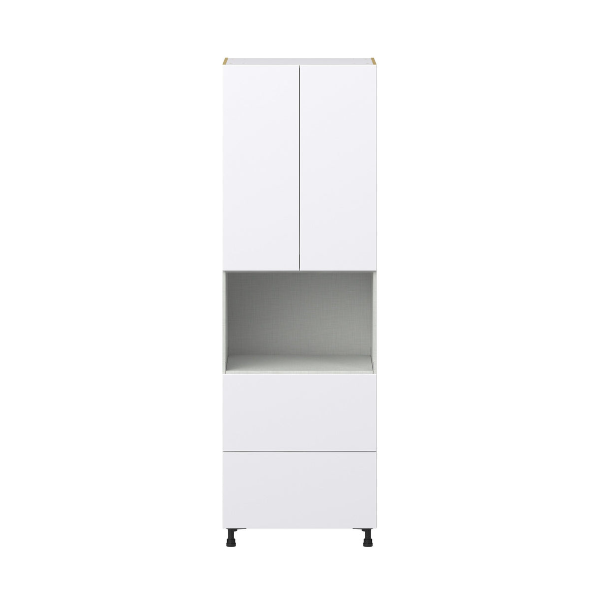 Hugo&Borg Lasalle 30-in W x 94.5-in H x 24-in D Bright White Slab 2-Drawers Microwave Pantry Fully Assembled Cabinet (Flat Panel Slab Style)