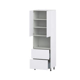 Hugo&Borg Lasalle 30-in W x 94.5-in H x 24-in D Bright White Slab 2-Drawers Microwave Pantry Fully Assembled Cabinet (Flat Panel Slab Style)