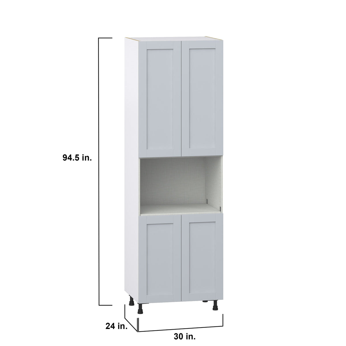 Hugo&Borg Charlesberg 30-in W x 94.5-in H x 24-in D Gray Pantry Fully Assembled Cabinet (Recessed Panel Shaker Door Style)