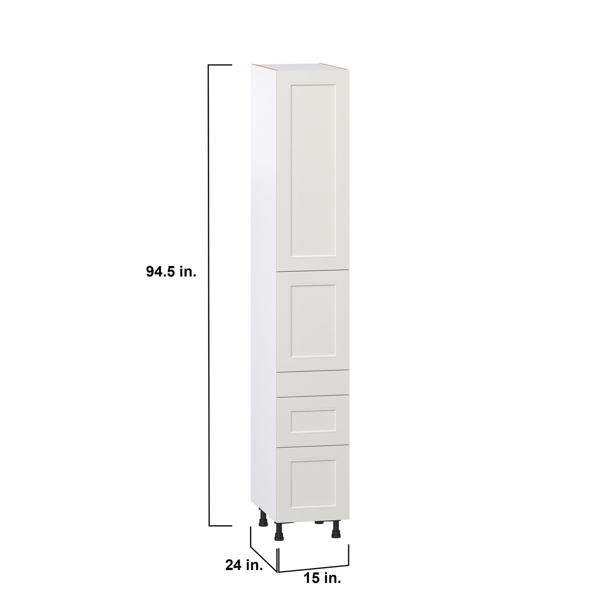 Hugo&Borg Belcourt 15-in W x 94.5-in H x 24-in D Gray Painted 5-Drawer Pantry Fully Assembled Cabinet (Recessed Panel Shaker Style)
