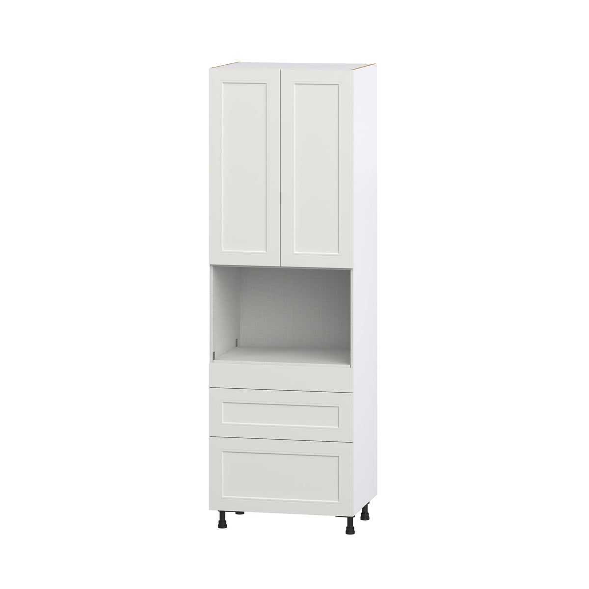 Hugo&Borg Belcourt 30-in W x 94.5-in H x 24-in D Gray Painted 3-Drawers Microwave Pantry Fully Assembled Cabinet (Recessed Panel Shaker Style)