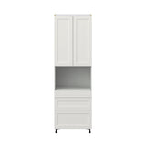 Hugo&Borg Belcourt 30-in W x 94.5-in H x 24-in D Gray Painted 3-Drawers Microwave Pantry Fully Assembled Cabinet (Recessed Panel Shaker Style)