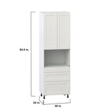 Hugo&Borg Belcourt 30-in W x 94.5-in H x 24-in D Gray Painted 3-Drawers Microwave Pantry Fully Assembled Cabinet (Recessed Panel Shaker Style)