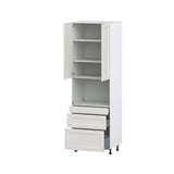 Hugo&Borg Belcourt 30-in W x 94.5-in H x 24-in D Gray Painted 3-Drawers Microwave Pantry Fully Assembled Cabinet (Recessed Panel Shaker Style)