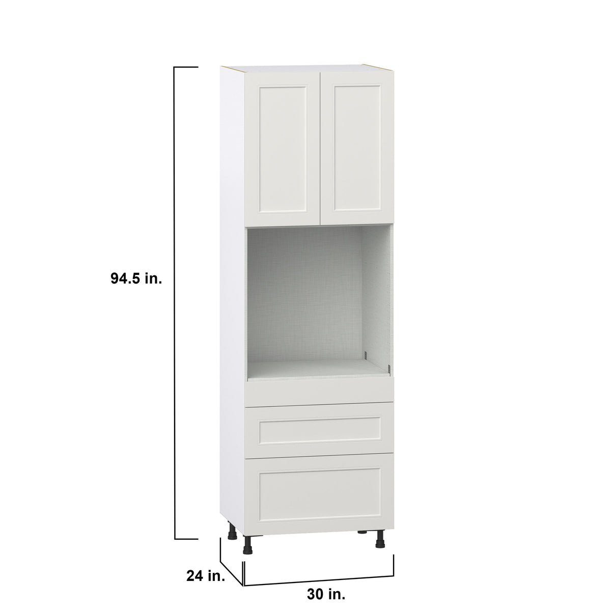 Hugo&Borg Belcourt 30-in W x 94.5-in H x 24-in D Gray Painted 3-Drawers Single Oven Pantry Fully Assembled Cabinet (Recessed Panel Shaker Style)