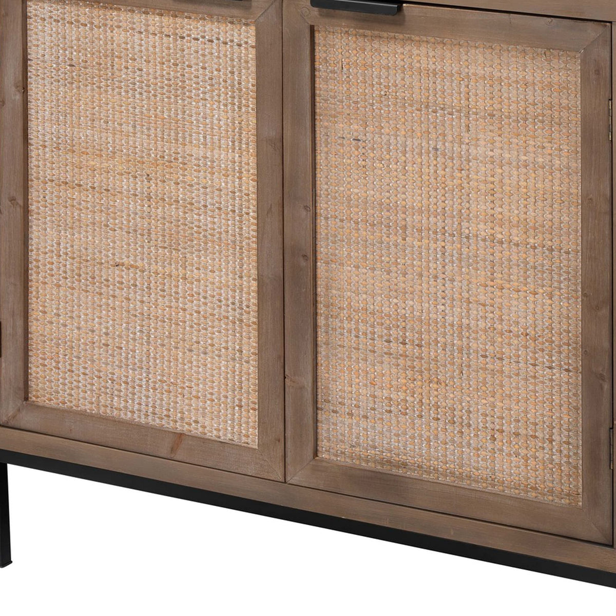 Benzara Contemporary/Modern Brown Metal China Cabinet with Wine Storage