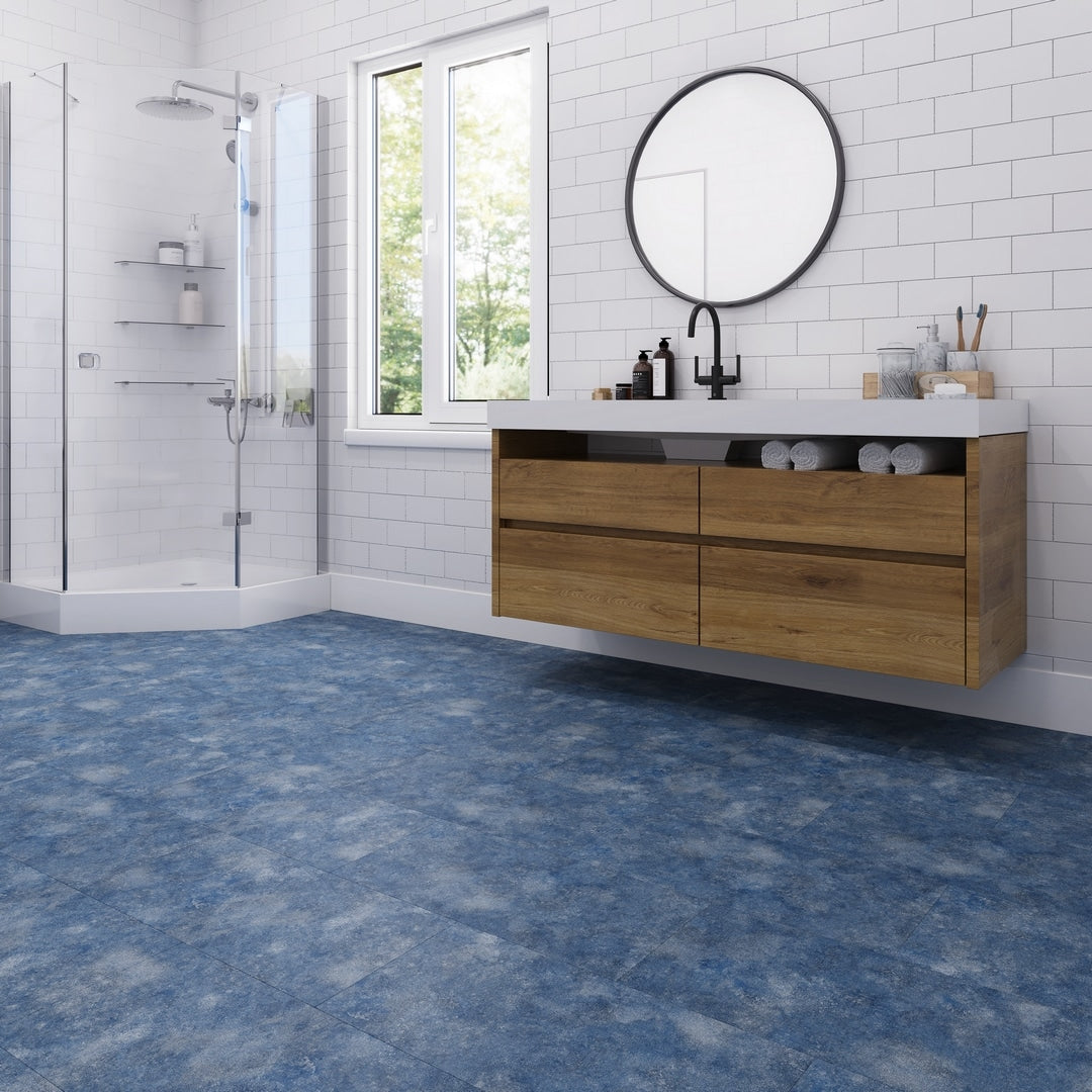 Lucida USA Topaz Blue Stone Look 22-mil x 12-in W x 24-in L Waterproof Interlocking Luxury Vinyl Tile Flooring (16-sq ft/ Carton)