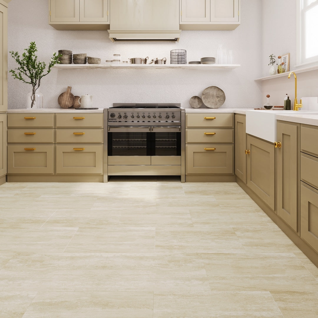 Lucida USA Cream Brown Stone Look 22-mil x 12-in W x 24-in L Waterproof Interlocking Luxury Vinyl Tile Flooring (16-sq ft/ Carton)