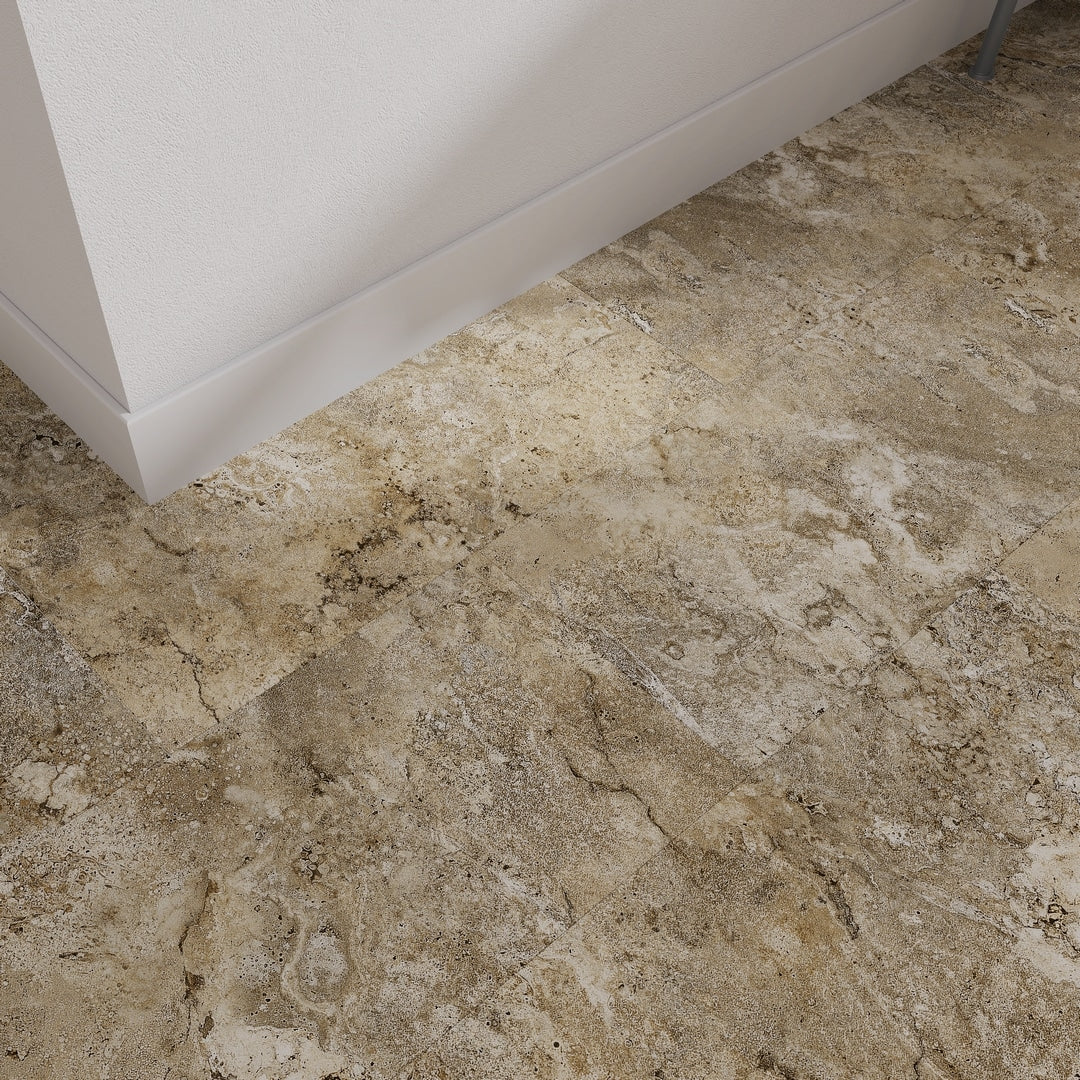Lucida USA Travertine Brown Stone Look 22-mil x 12-in W x 24-in L Waterproof Interlocking Luxury Vinyl Tile Flooring (16-sq ft/ Carton)