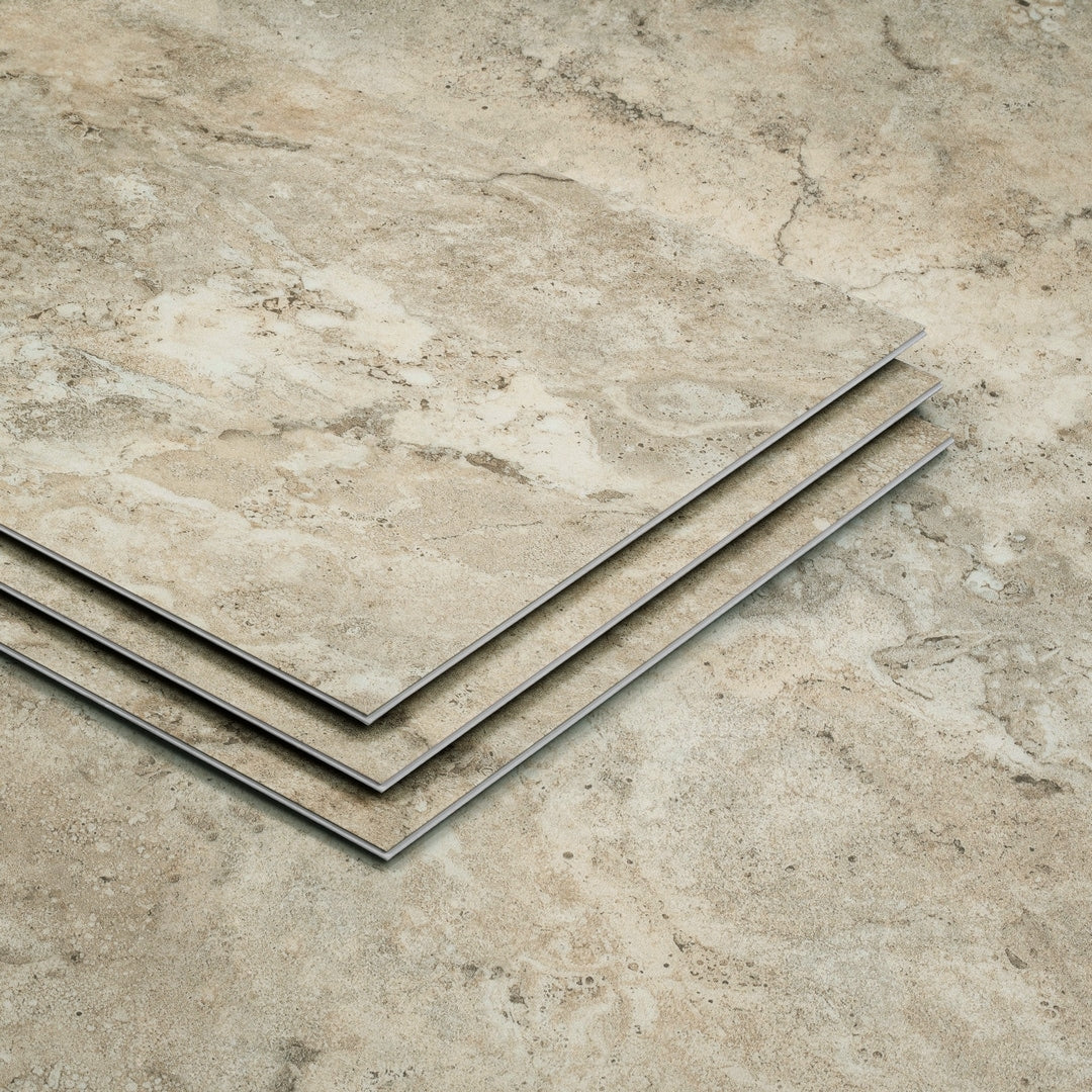 Lucida USA Travertine Brown Stone Look 22-mil x 12-in W x 24-in L Waterproof Interlocking Luxury Vinyl Tile Flooring (16-sq ft/ Carton)
