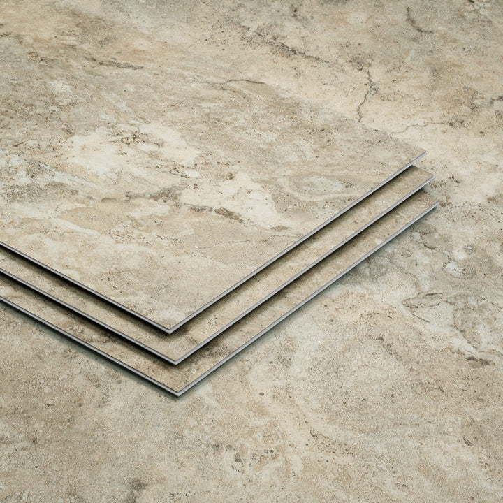 Lucida USA Travertine Brown Stone Look 22-mil x 12-in W x 24-in L Waterproof Interlocking Luxury Vinyl Tile Flooring (16-sq ft/ Carton)
