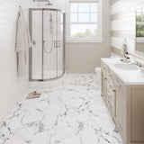 Lucida USA Calacatta White Marble Look 22-mil x 12-in W x 24-in L Waterproof Interlocking Luxury Vinyl Tile Flooring (16-sq ft/ Carton)