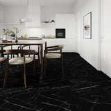 Lucida USA Nero Marquina Black Marble Look 22-mil x 12-in W x 24-in L Waterproof Interlocking Luxury Vinyl Tile Flooring (16-sq ft/ Carton)