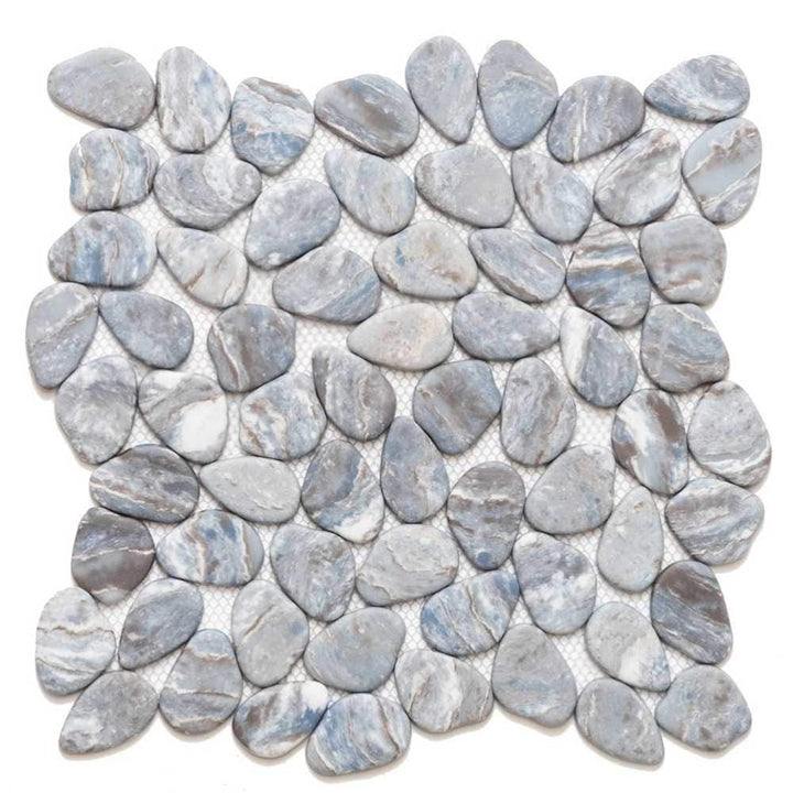 The Tile Life Recycled Cenote Ocean 13-in x 13-in Matte Glass Pebble Mosaic Floor and Wall Tile product image