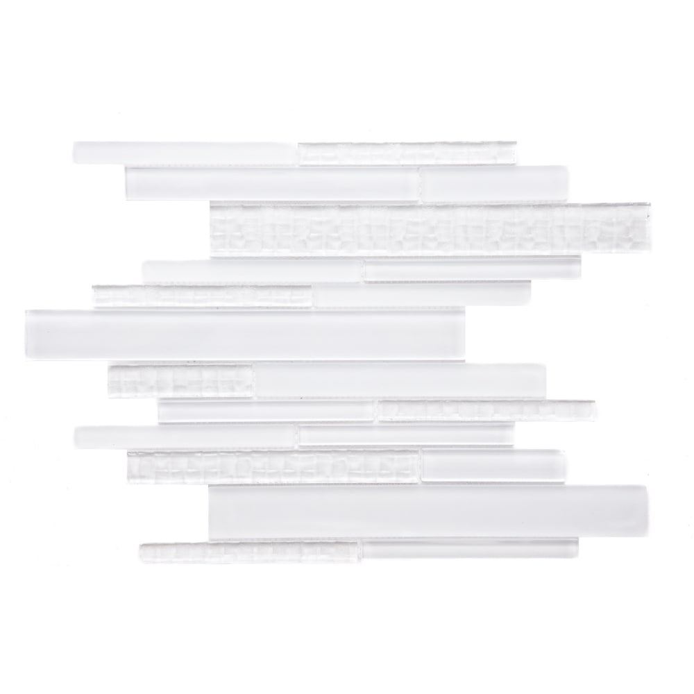 The Tile Life Karma White 12-in x 12-in Frosted Glass Brick look Linear Mosaic Wall Tile product image