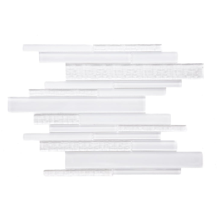 The Tile Life Karma White 12-in x 12-in Frosted Glass Brick look Linear Mosaic Wall Tile product image