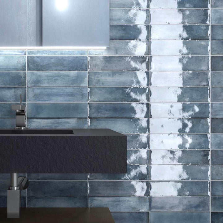 The Tile Life Avila Blue 3-in x 12-in Glossy Ceramic Subway Wall Tile product image