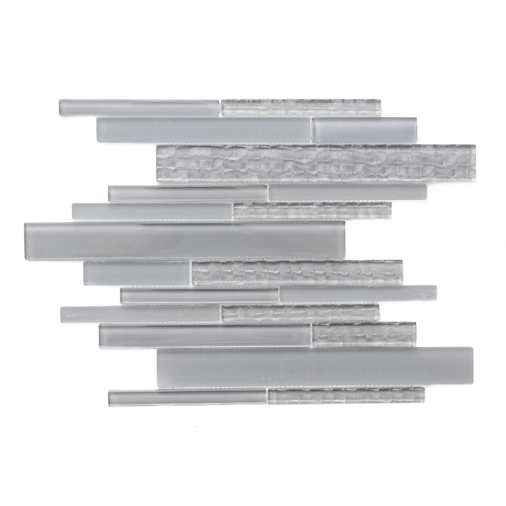 The Tile Life Karma Light Grey 12-in x 12-in Frosted Glass Brick look Linear Mosaic Wall Tile product image