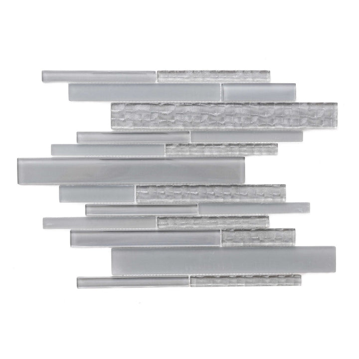 The Tile Life Karma Light Grey 12-in x 12-in Frosted Glass Brick look Linear Mosaic Wall Tile product image