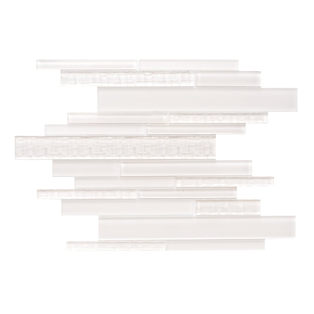 The Tile Life Karma Cream 12-in x 12-in Frosted Glass Brick look Linear Mosaic Wall Tile product image