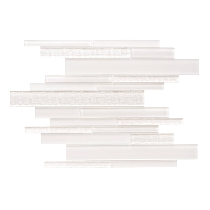The Tile Life Karma Cream 12-in x 12-in Frosted Glass Brick look Linear Mosaic Wall Tile product image