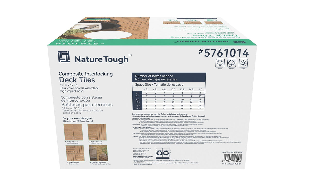 10-Pack Teak Prefinished Pressure Treated Composite Deck Tile