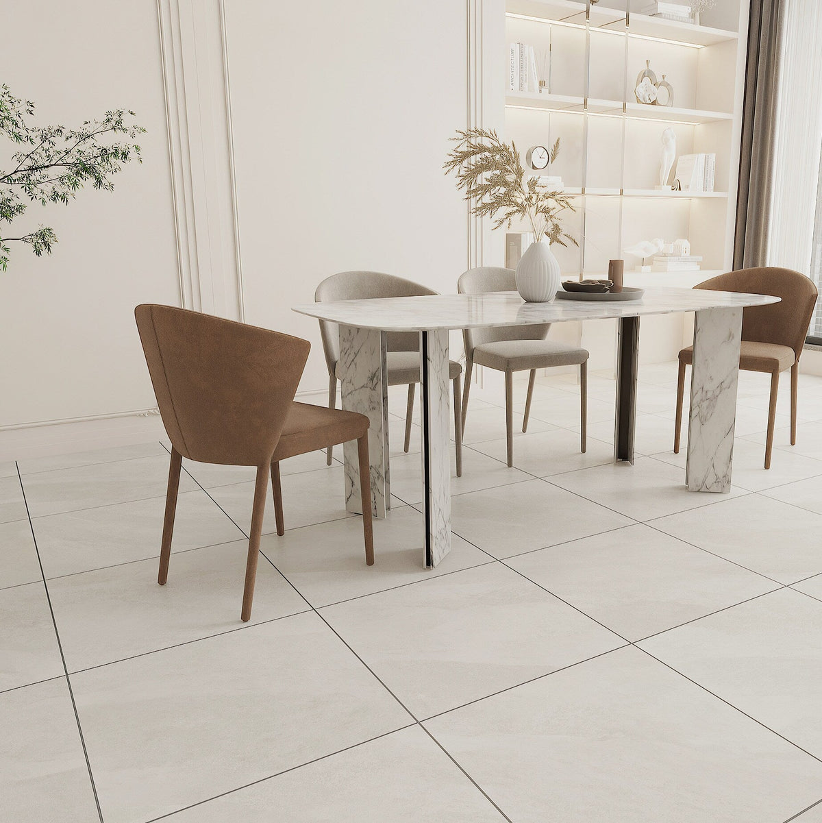Giorbello (Sample) White 6-in x 6-in Matte Porcelain Stone Look Floor and Wall Tile