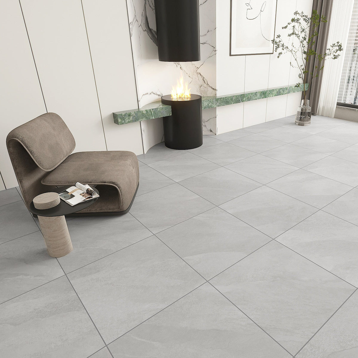 Giorbello (Sample) Gray 6-in x 6-in Matte Porcelain Stone Look Floor and Wall Tile