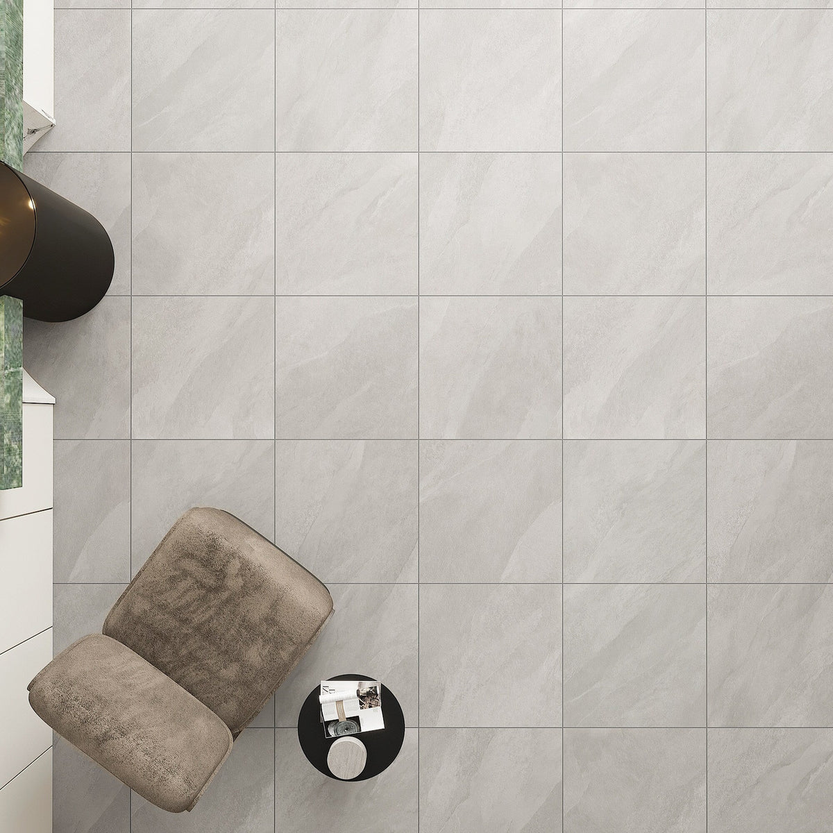 Giorbello (Sample) Gray 6-in x 6-in Matte Porcelain Stone Look Floor and Wall Tile