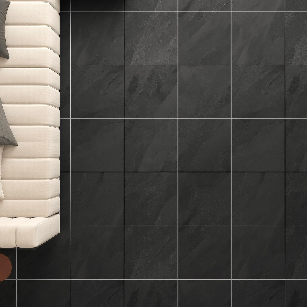 Giorbello (Sample) Black 6-in x 6-in Matte Porcelain Stone Look Floor and Wall Tile