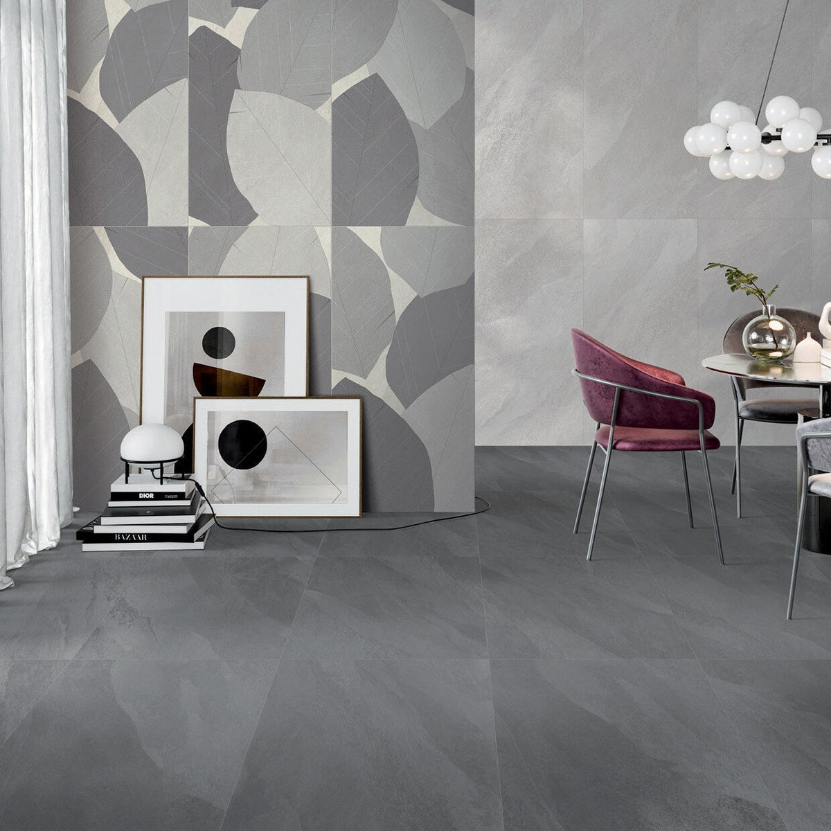 Giorbello Hurricane Coal 24-in x 24-in Glazed Porcelain Stone Look Floor and Wall Tile (12-sq. ft/ Carton)