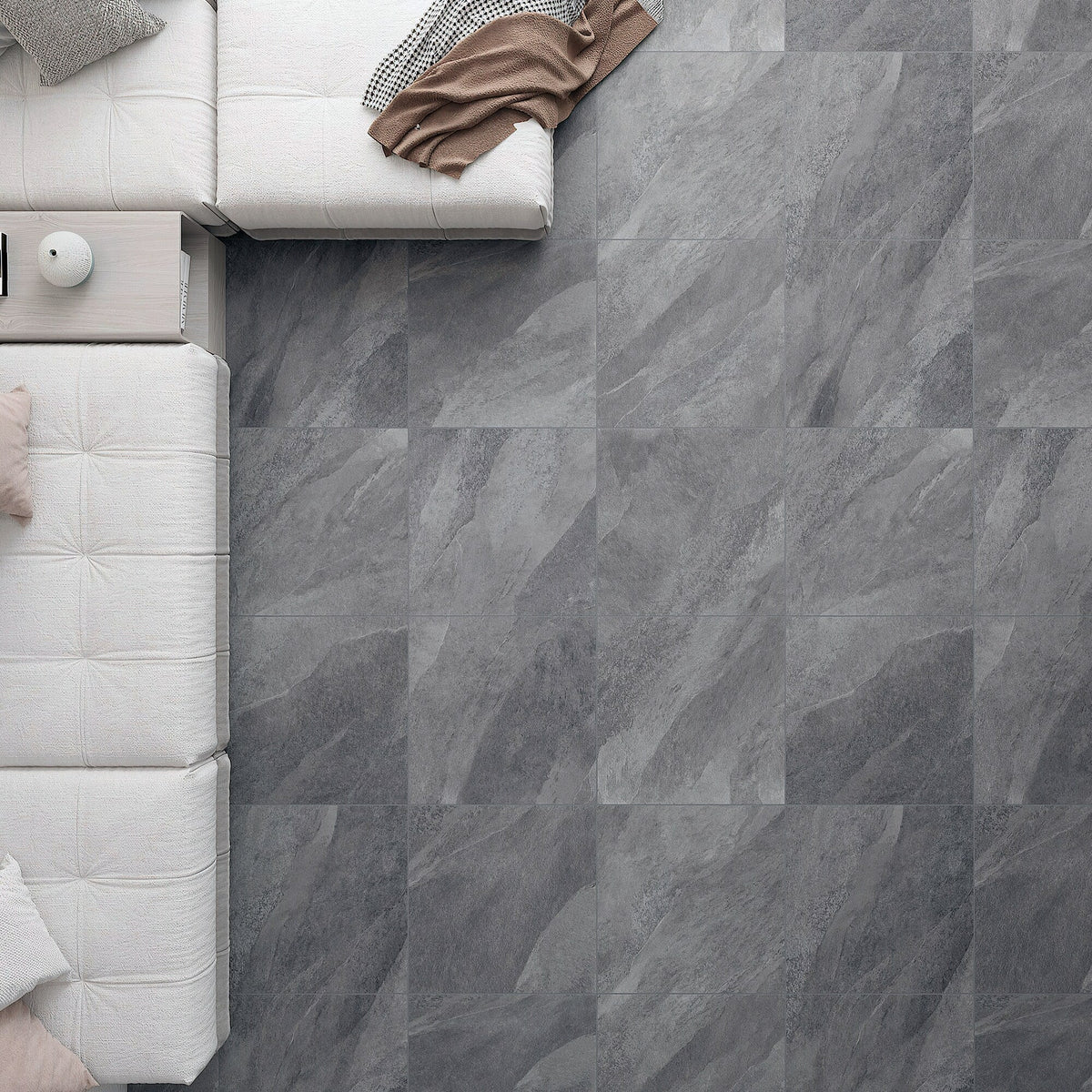 Giorbello (Sample) Coal 6-in x 6-in Matte Porcelain Stone Look Floor and Wall Tile